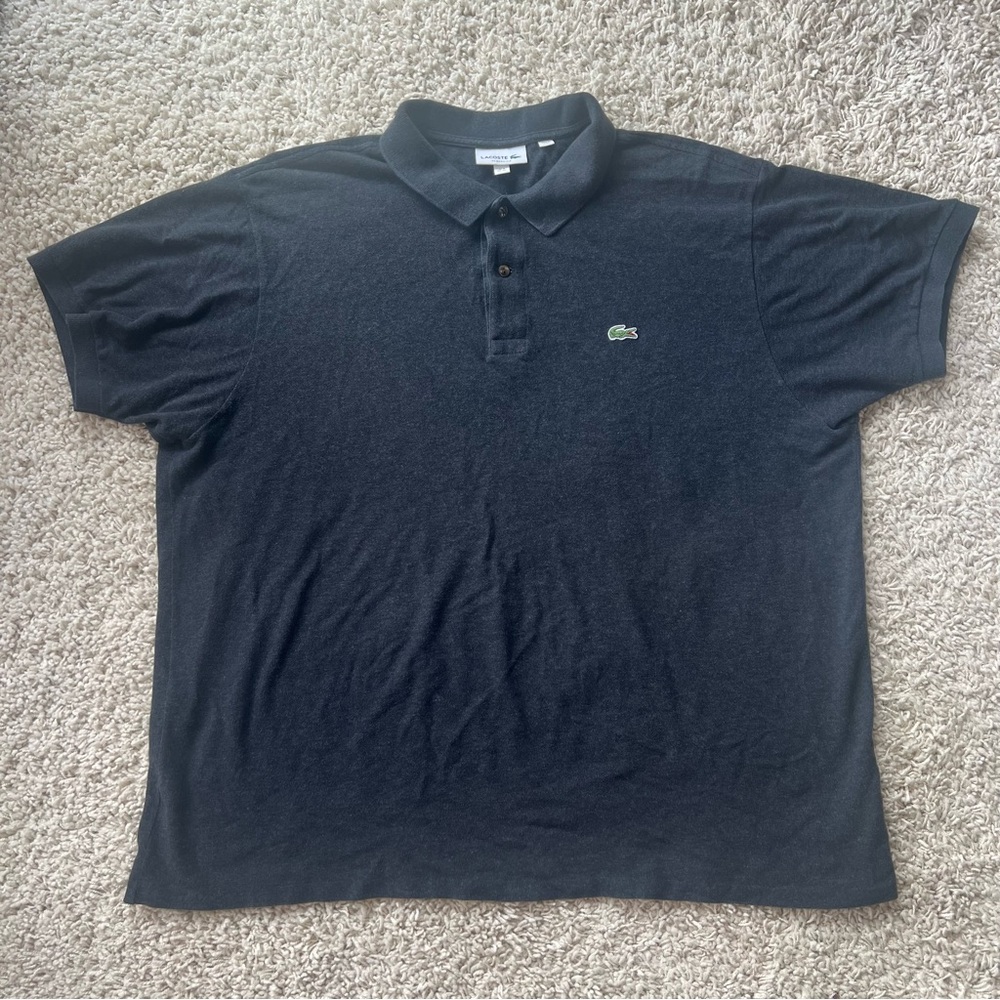 Lacoste Men's 100% Dark Gray Solid Polo Shirt 4XL